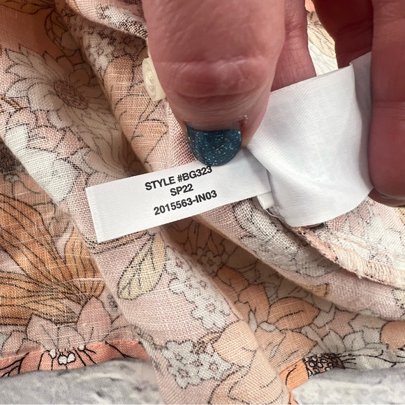 J. Crew Puff Sleeve Linen Top Zinnia Flora Peach White Floral Size Small Smocked - Picture 6 of 10